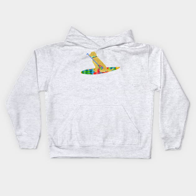 Stand Up Paddle Board Preppy Yellow Lab Kids Hoodie by emrdesigns